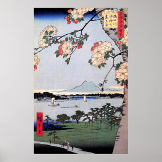 Póster Suijin Shrine e Massaki no rio Sumida