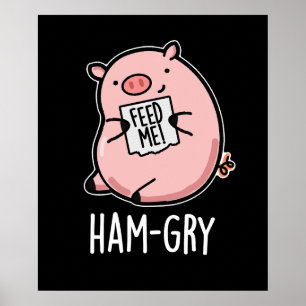 Poster Suíno Engraçado Engraçado Com Fome Escuro BG