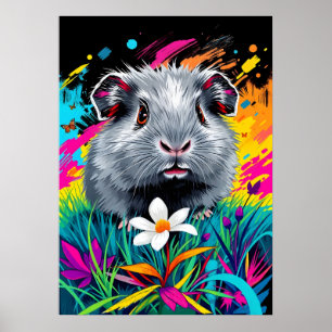 Poster Suíno Psicodélico - Retrato Pet Pop