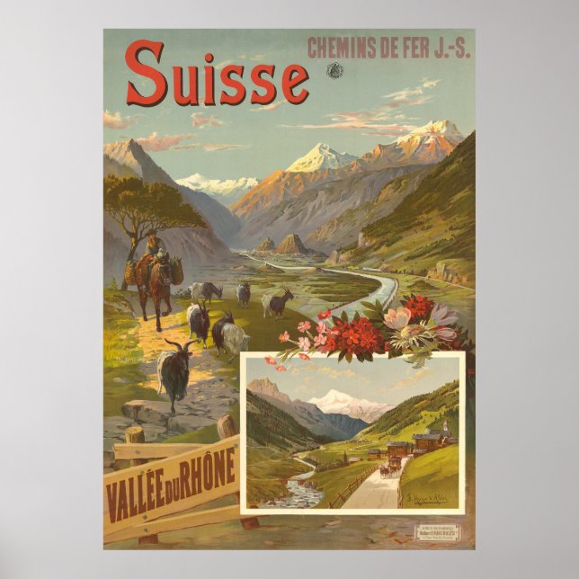 Poster Suisse, Chemins de Fer Jura - Simplon (Frente)