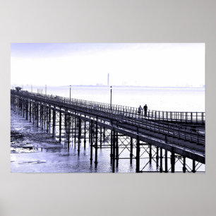 Poster Sul em Sea Pier Beach Essex Inglaterra