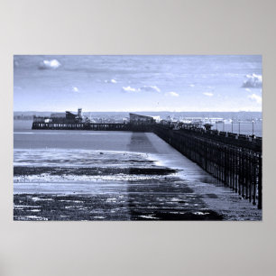 Poster Sul em Sea Pier Beach Essex Inglaterra