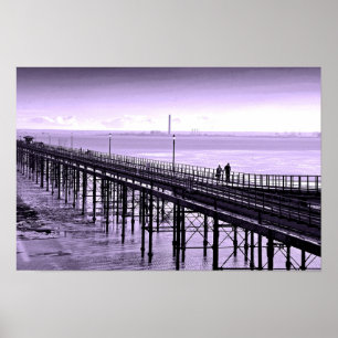 Poster Sul em Sea Pier Beach Essex Inglaterra