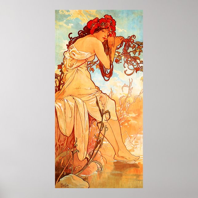 Poster Summer Alfons Mucha Art Nouveau (Frente)