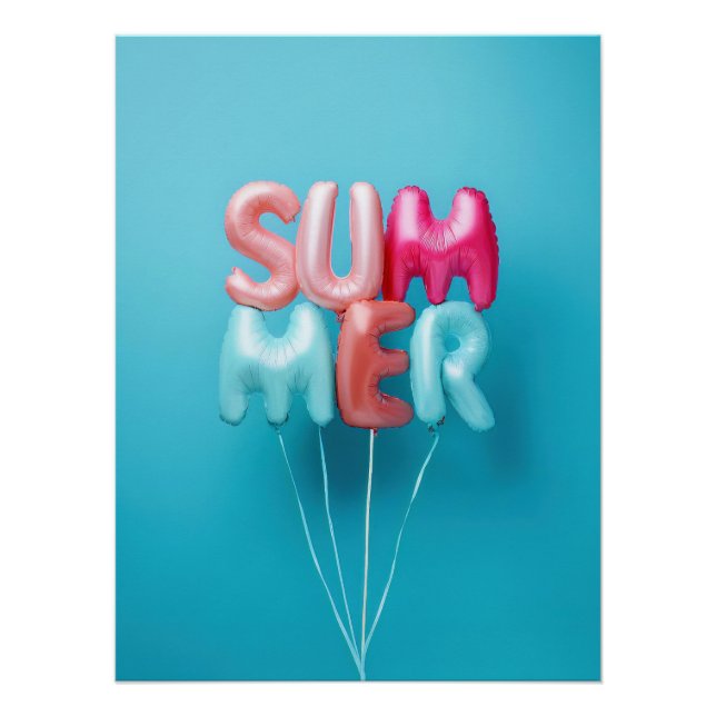Póster Summer Balloons - Bright and Cheerful Typography (Frente)