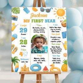 Poster Summer Beach 1st Birthday Party Photo Milestone