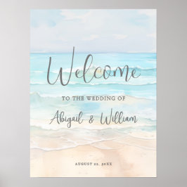 Poster Summer Beach Wedding Welcome Sign