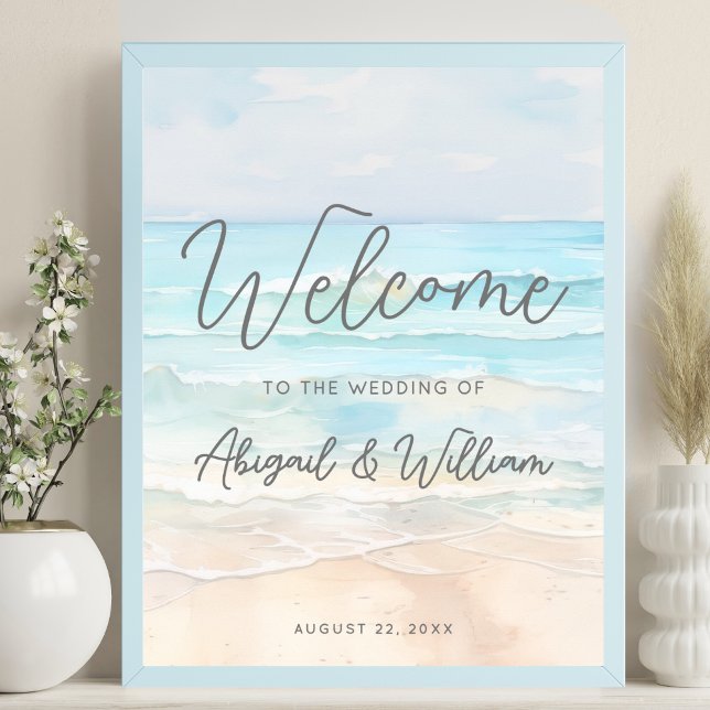 Poster Summer Beach Wedding Welcome Sign (Summer Beach Wedding Welcome Sign)