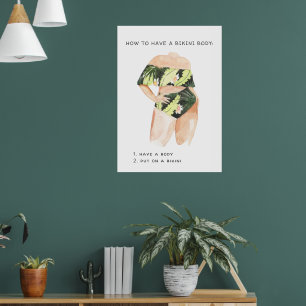 Poster Summer Bikini Body Ilustração de Aquarela