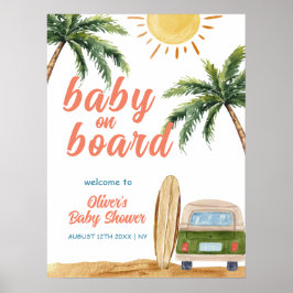 Poster Summer Boho Surf Beach Van Chá de fraldas Bem-vind