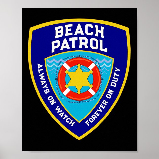 Poster Summer Funny Beach Patrol Ocean For ever On Duty L (Frente)
