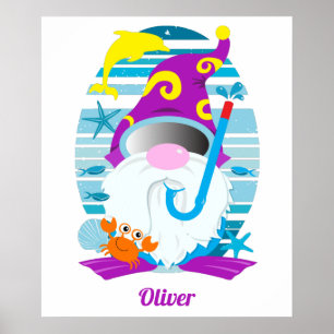 Poster Summer Gnomo com Snorkel e Goggles