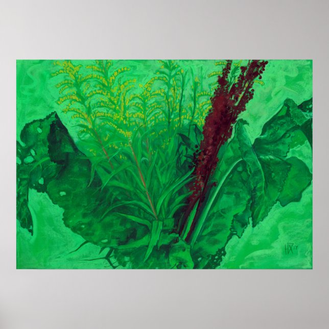 Poster Summer Greenery Wildflower Pintura de Arte Floral (Frente)