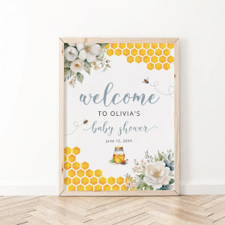 Poster Summer Honey Bee Chá de fraldas Bem-Vindo