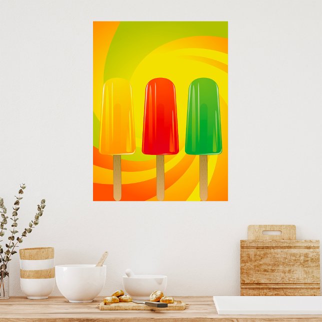 Poster Summer Ice Pops Trio Bright Popsicles (Criador carregado)