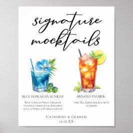 Poster Summer Mocktails Blue Hawaiian Arnold Palmer Menu