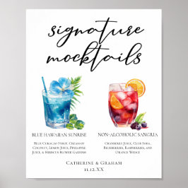 Poster Summer Mocktails Blue Hawaiian Menu Sangria