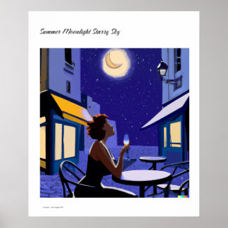 Poster Summer Moonlight StarSky