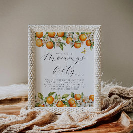 Poster Summer Orange Chá de fraldas quão grande é a barri