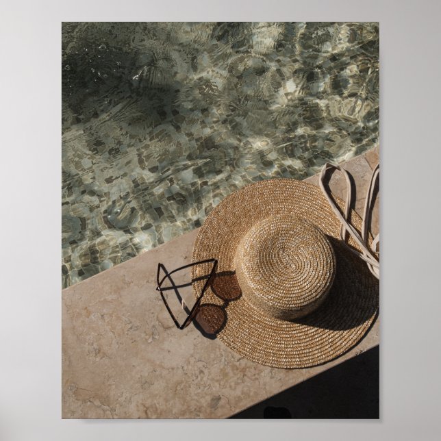 Poster Summer Poolside Aesthetic Straw Hat  (Frente)