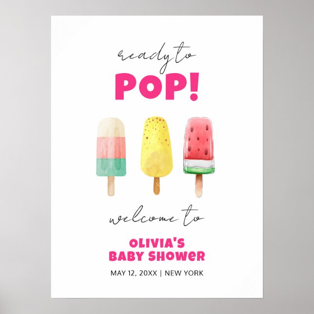 Poster Summer Popcicle Sorvete Chá de fraldas Bem-vindo (Frente)
