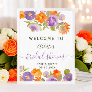 Poster Summer Purple Orange Floral Boho Bridal