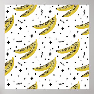 Poster Summer seamless pattern with bananas in pop art st