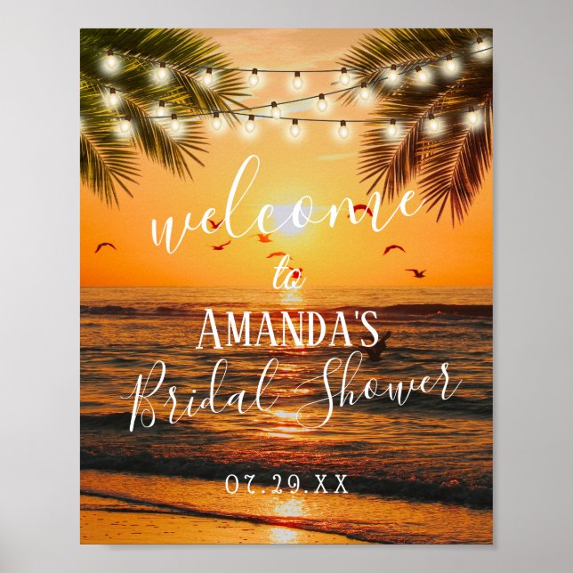 Poster Summer Sunset Beach Chá de panela Welcome (Frente)