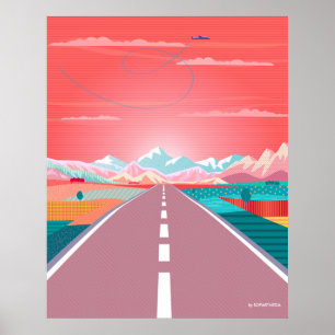 Poster Summer Sunset Sky, Viagem Rodoviária à Montanha Ro