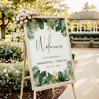 Summer Tropical Leaves Retrait Casamento Bem-Vindo