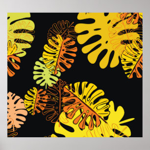 Poster Summer Tropical Leaves Vintage Design