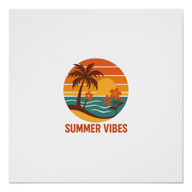 Póster Summer Vibes - Design brilhante, tropical e divert (Frente)