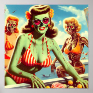 Poster Summer Zombie Pin-up