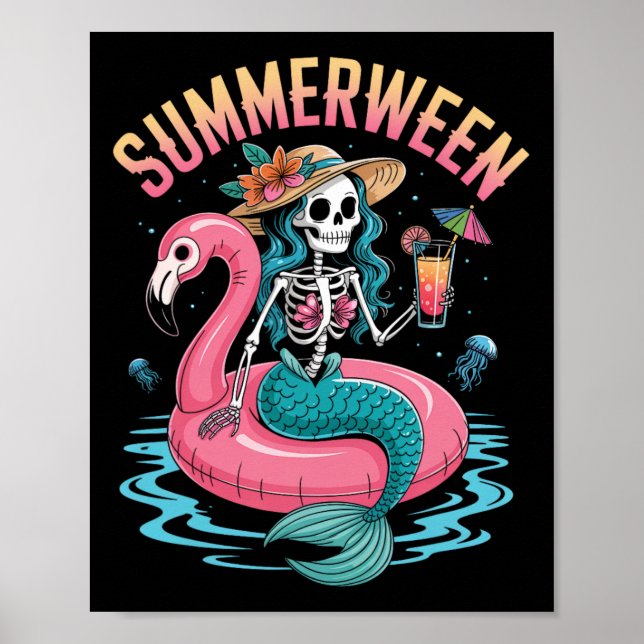 Poster Summerentre Mermaid Skeleton Beach Flamingo Hallow (Frente)
