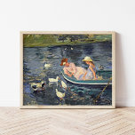 Poster Summertime Dois | Mary Cassatt<br><div class="desc">Verão 2 (1894) pela artista impressionista americana Mary Cassatt. Arte original é uma pintura a óleo na canvas que mostra um retrato de duas mulheres em um barco cercado por patos. Use as ferramentas de design para adicionar texto personalizado ou personalizar a imagem.</div>