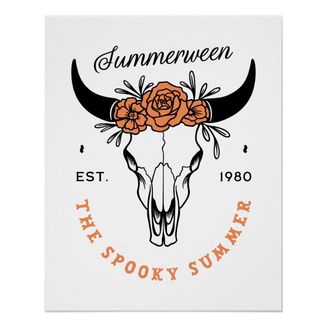 Póster Summerween spooky summer floral skull aesthetic (Frente)