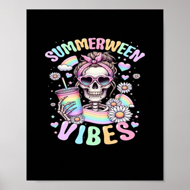 Poster Summerween Vibes, doce Skeleton Girl Summer Hallow (Frente)