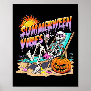 Poster Summerween Vibes Skeleton Pumpkin Férias Spooky