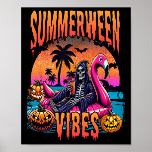 Poster Summerwin Vibes Halloween Férias de Verão Skeleto
