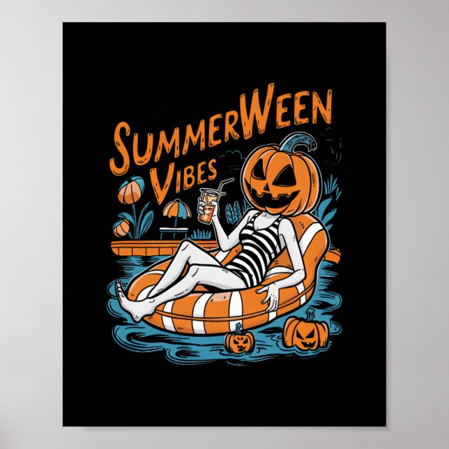 Poster Summerwin Vibes Spooky Summer Pumpkin Cute (Frente)