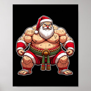 Poster Sumo Papai noel Japonês Wrestler Japão Legal Natal