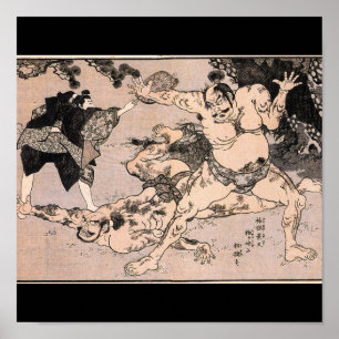 Poster Sumo Wrestlers, Circa 1800. Japão