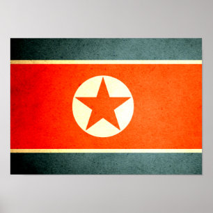 Poster Sun beijou a bandeira da Coreia do Norte
