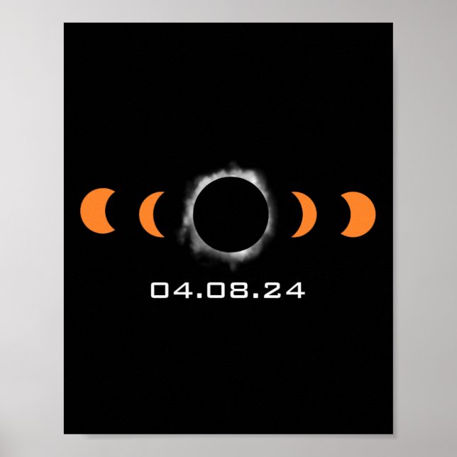 Poster Sun Eclipse Solar Total Abril 8 2024 Caminho Do To (Frente)
