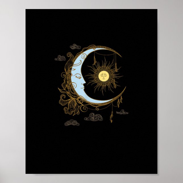 Poster Sun Moon Vintage 90s Bruxa Whimsigoth (Frente)