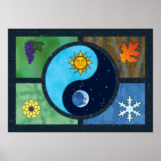 Póster Sun Moon Yin Yang - Símbolo de Arte (Frente)
