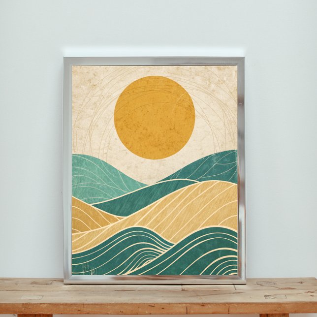Poster Sun Over Rolling Colinas & Waves (Criador carregado)