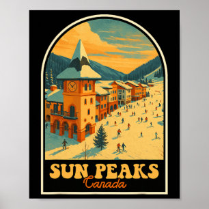 Poster Sun Peaks Canada Vintage Design Retro Ski Village