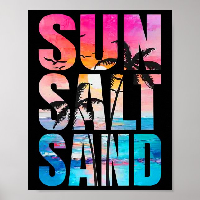 Poster Sun Salt Sand Summer Vacing Hawaii Beach Funny F (Frente)