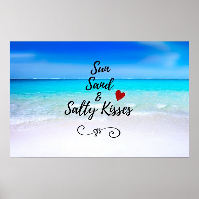 Poster Sun Sand e Salty Kisses Tropical Beach (Frente)